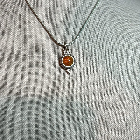 Vintage Trifari Silver-tone Chain with Amber Stones - Picture 2 of 3